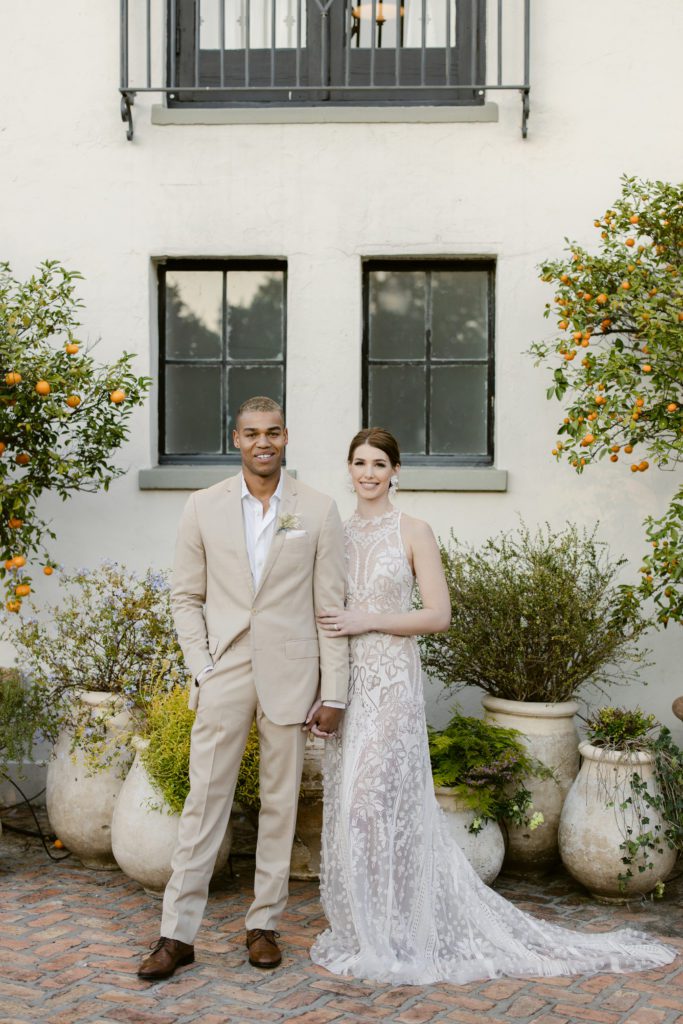 Wedding photos by orange tree